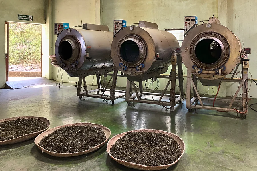 Finished tea after being fired in large ovens.