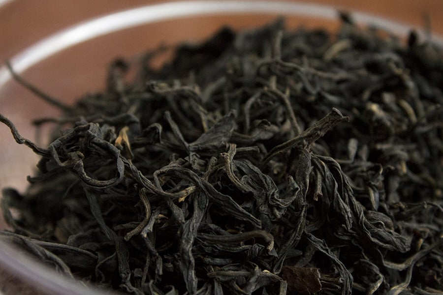 Dry leaf Indonesian black tea. This tea has undergone a variety of tea processing methods to be transformed into what we see here.