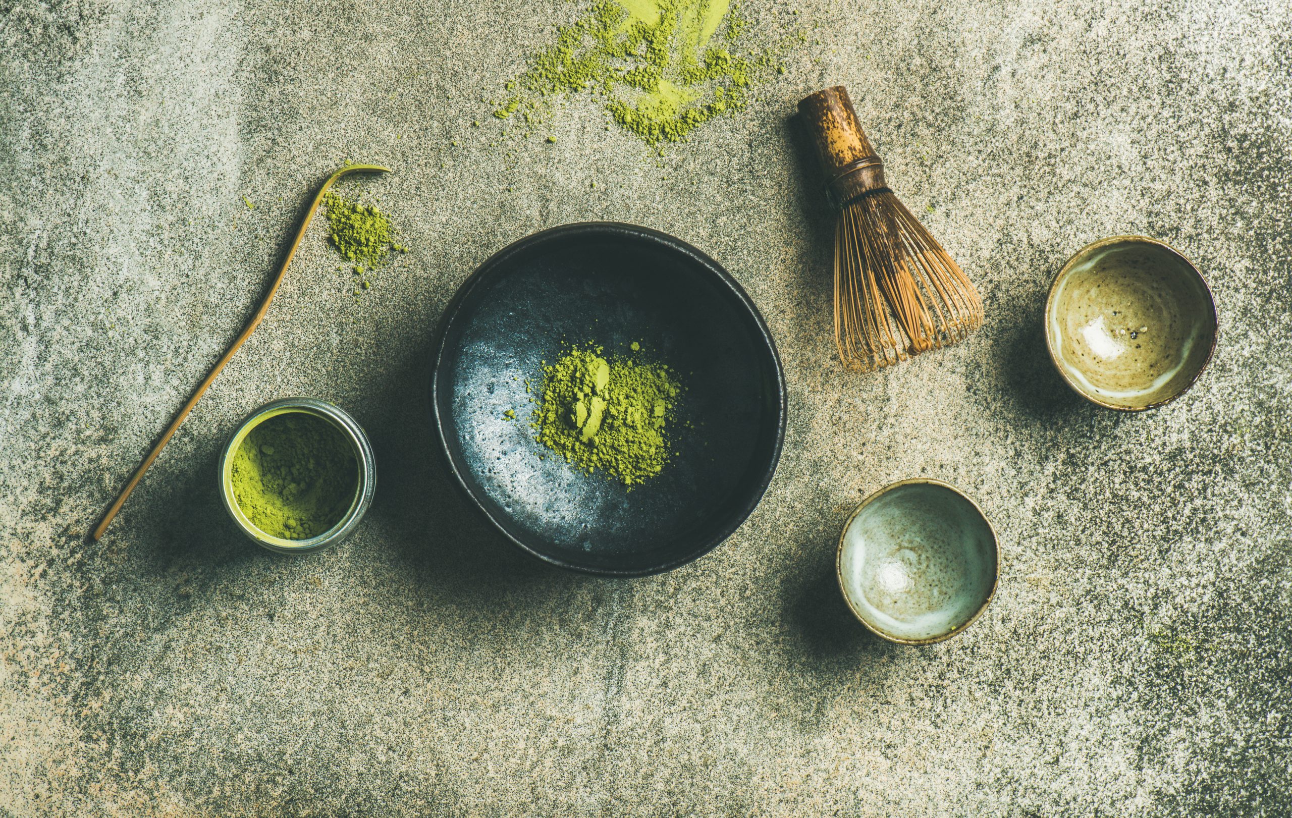A layout of matcha and associated tools.