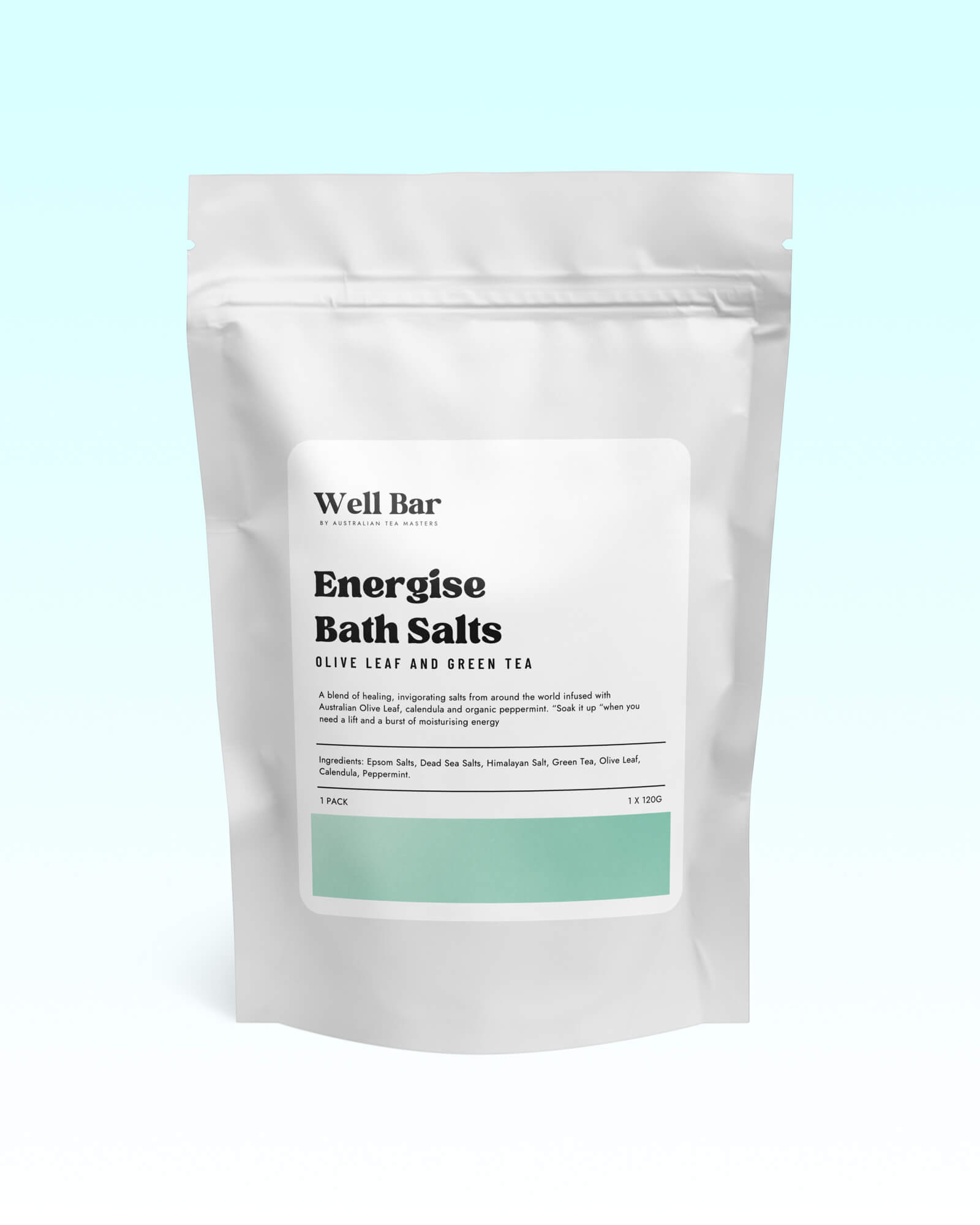 Energise
  Bath Salts | Olive Leaf & Green Tea | 1 Pack x 120g