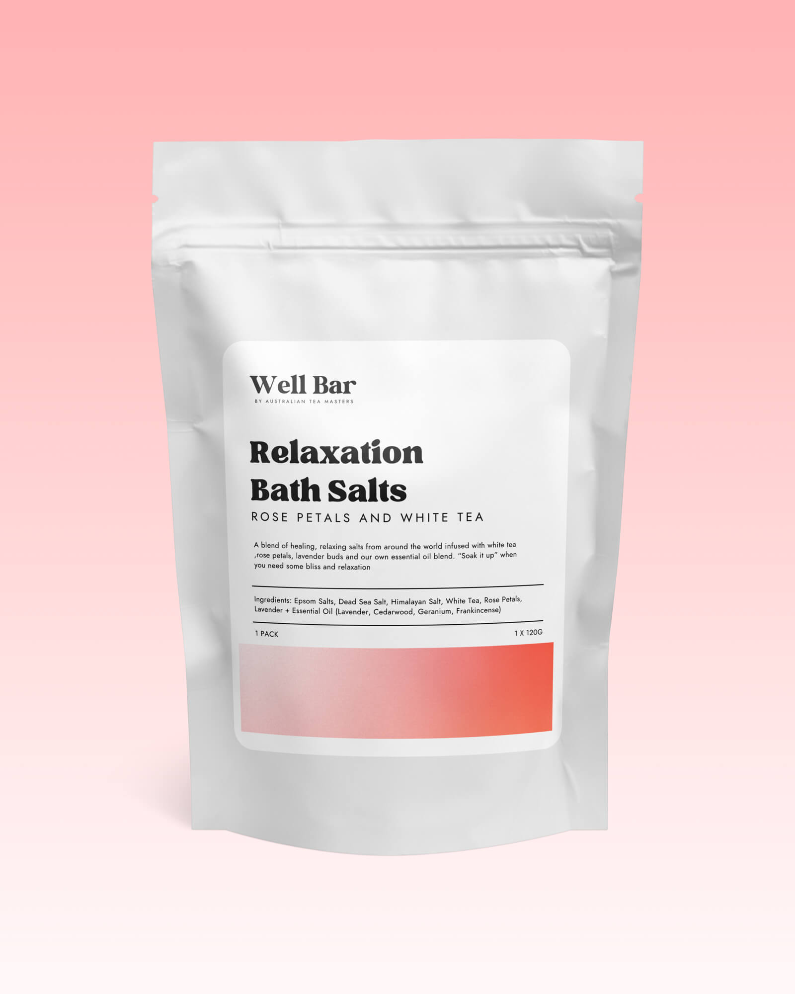 Relaxation Bath Salts | Rose Petals & White Tea | 1 Pack x 120g