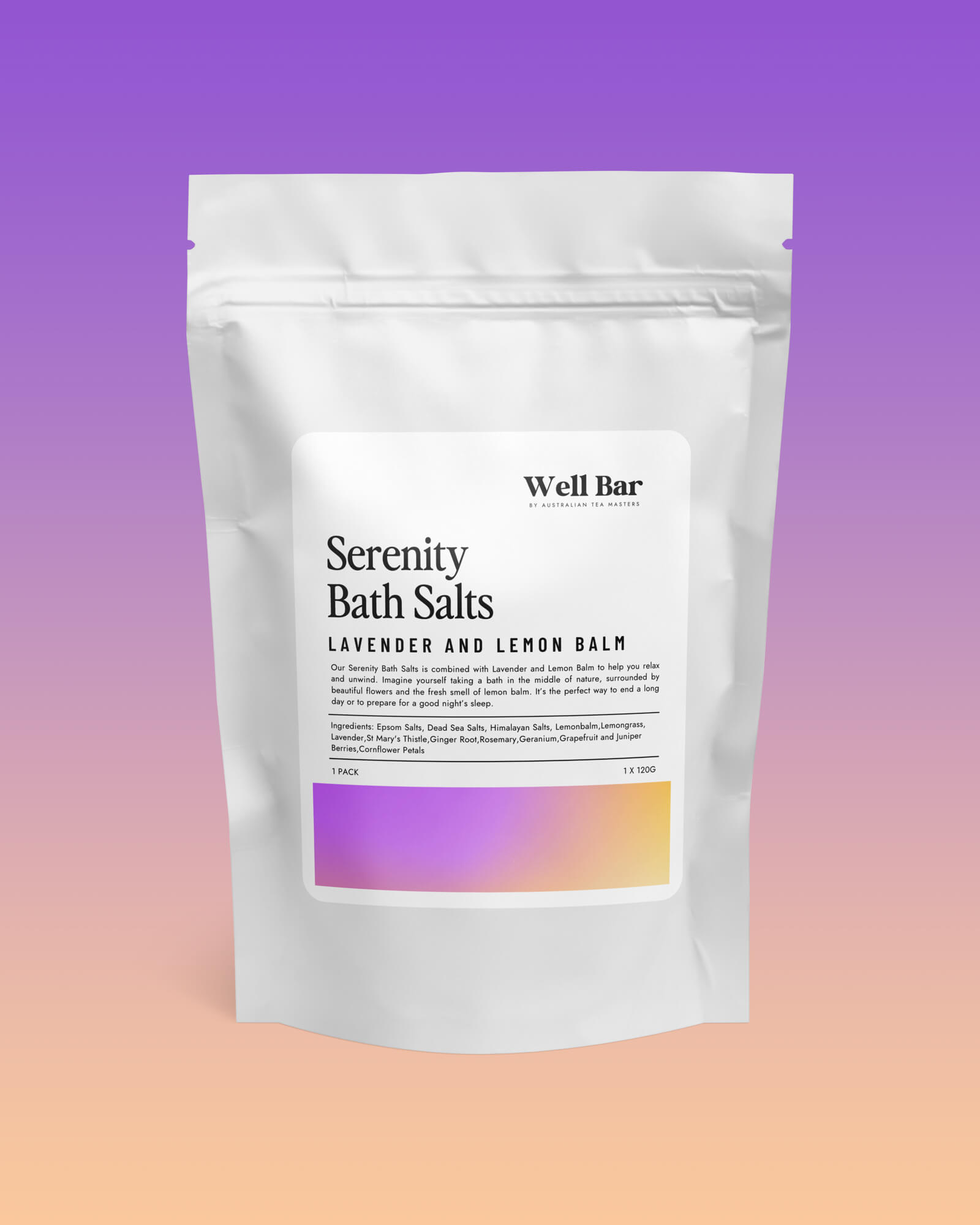 Serenity Bath Salts | Lavender & Lemongrass | 1 Pack x 120g