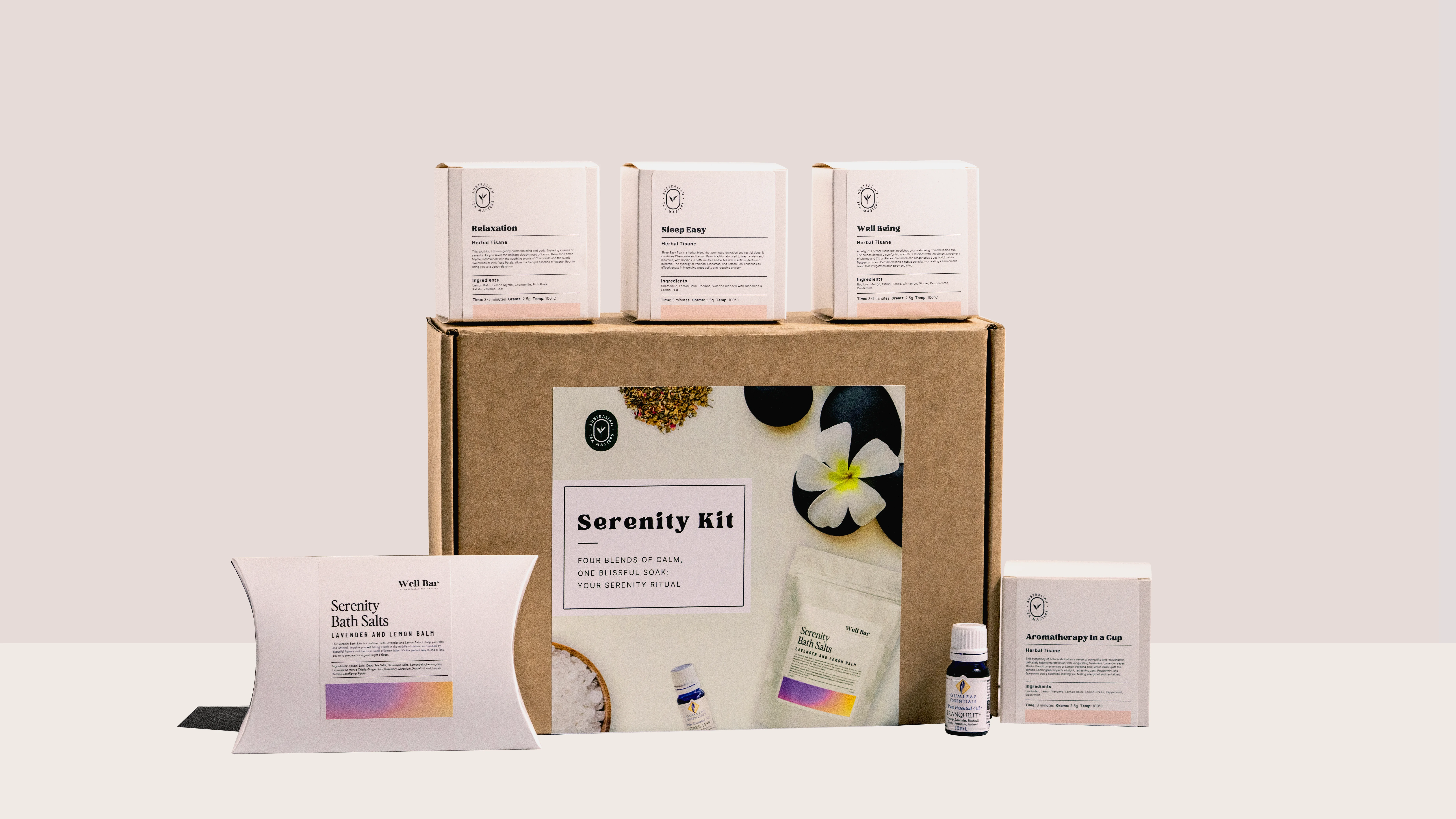serenity kit gift box herbal teas and self care set