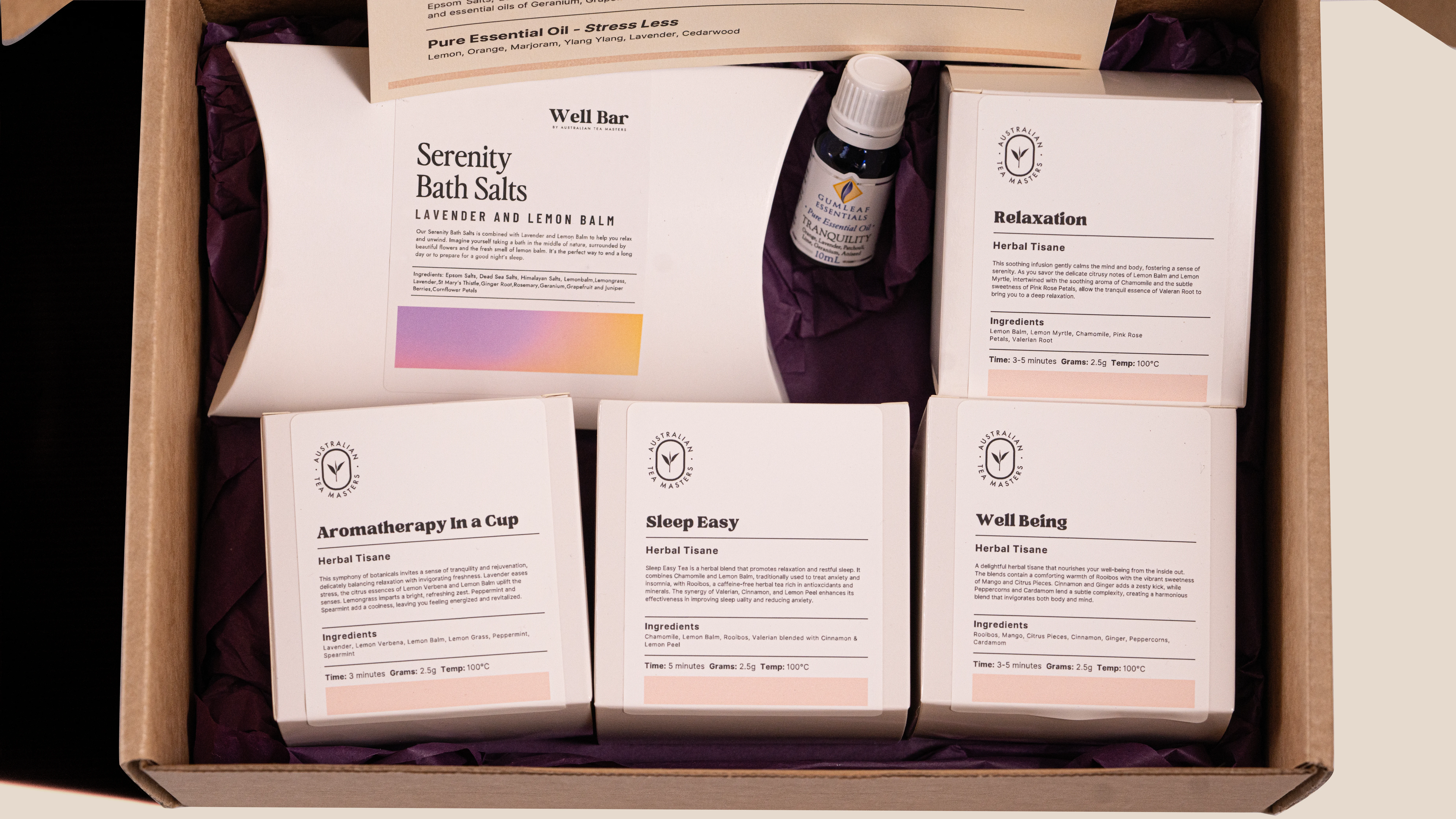 serenity kit gift box herbal teas and self care set
